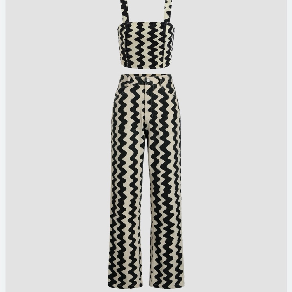 Denim zig zag pattern set